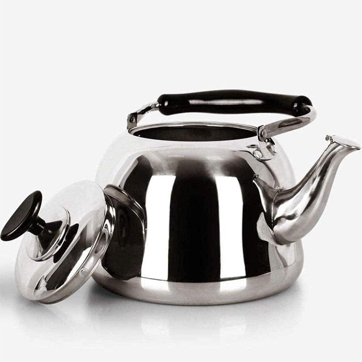 Waterketel Roestvrij Staal - Theepot Fluitketel - Water Koken - Verdikte Basis - 4L - Zilver