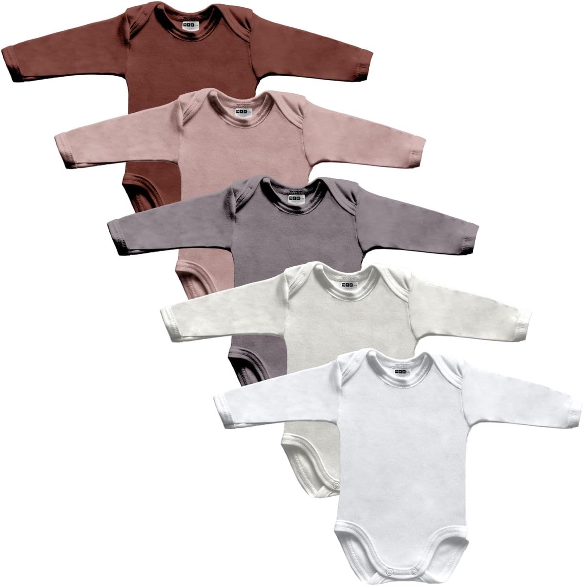 Babyslab met lange mouwen - 100% katoen - 5 stuks met print - ideaal voor jongens en meisjes - SnelShoppen