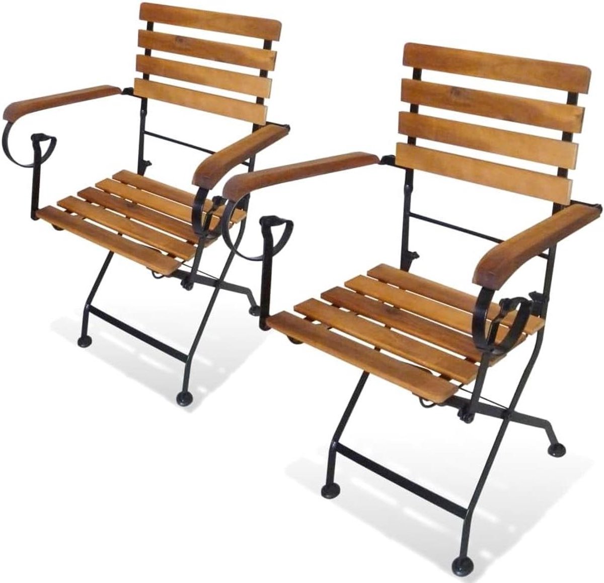 Tuinstoelen Set - Klapstoelen Hout - Buiten Zitten - Massief Acaciahout - Set van 2 - Bruin