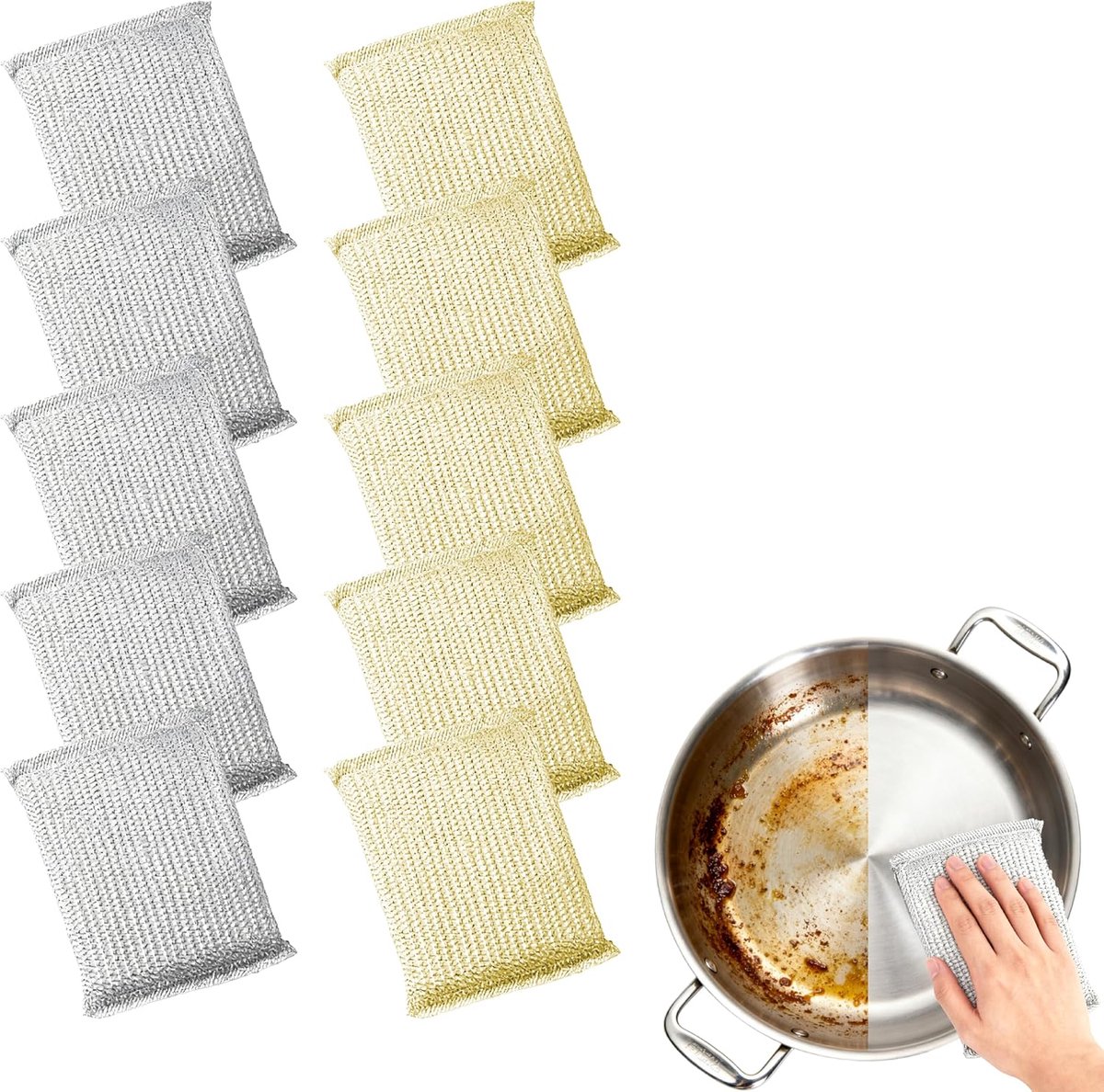 Reinigingsdoekjes Set van 10 - RVS Schuurmiddelen - Krasvrij en Duurzaam - Perfect voor Keuken en Ovens - SnelShoppen