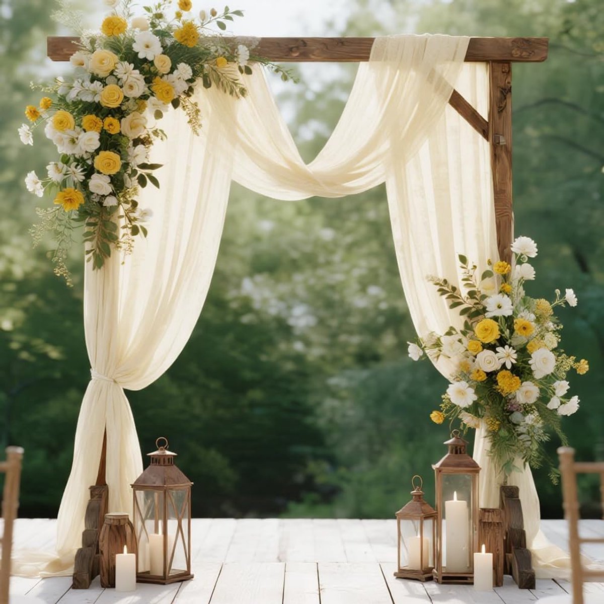 Trouwboog Draperie Stof - Beige Chiffon - Zachte en Elegante Uiterlijk - Ideaal voor Ceremonies - SnelShoppen