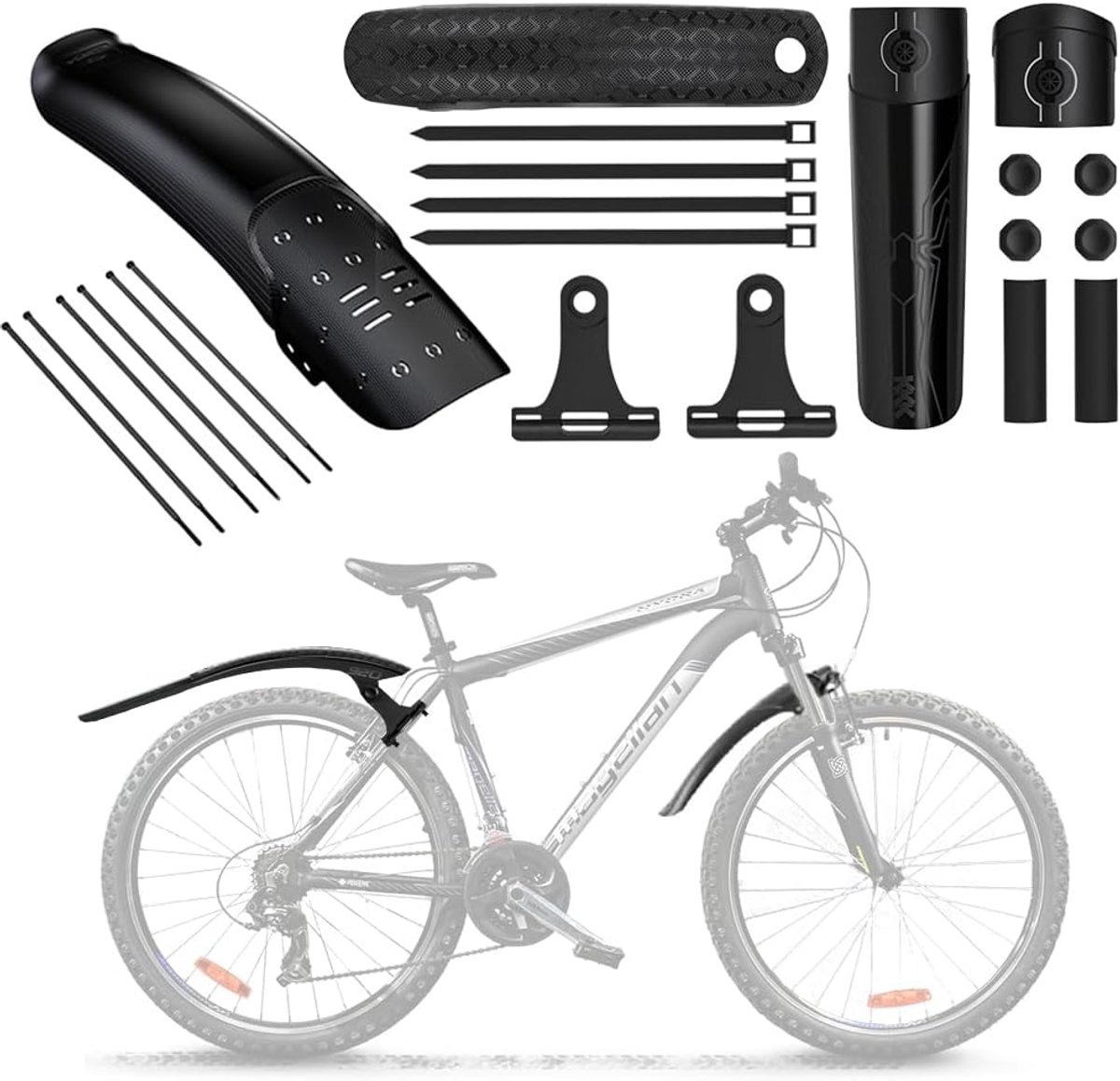 Spatborden mountainbike set 24-29 inch - montage zonder boren - afneembaar design - universeel voor fietsen - SnelShoppen