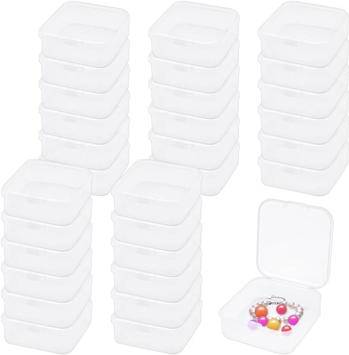 Opslagdozen 30 stuks 5,5 x 5,5 cm - transparant plastic - lichtgewicht en duurzaam - SnelShoppen