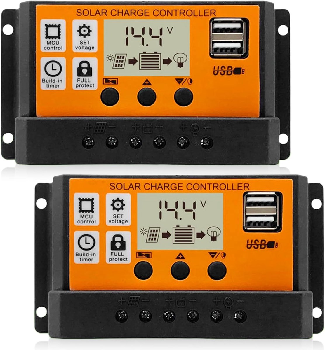 Zonne-laadregelaar 30 A 12 V/24 V - dubbele USB 5 V/2 A - PWM met lcd-display - ideaal voor loodzuurbatterijen - SnelShoppen