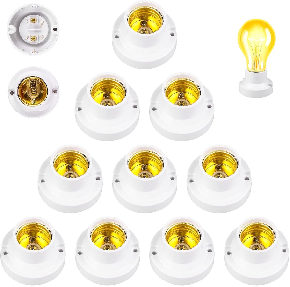 Lampvoet E27 - Pack van 10 lampfittingen - Wit kunststof - Geschikt voor LED-lampen - SnelShoppen
