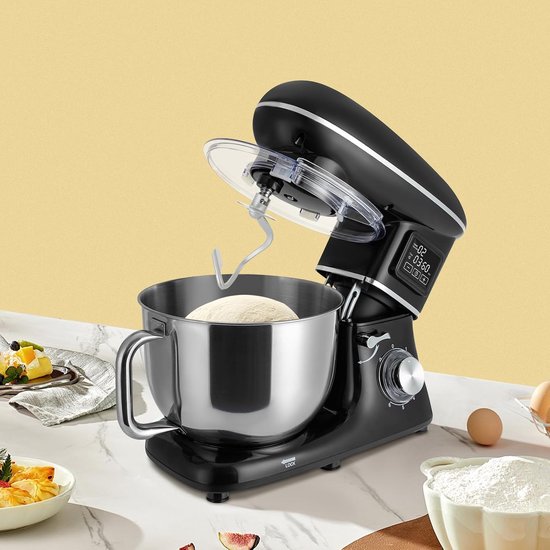 Keukenmixer 1500W - Handmixer Deegmixer - Thuis bakken - LCD display - 6.2 liter - Zwart — afbeelding 3