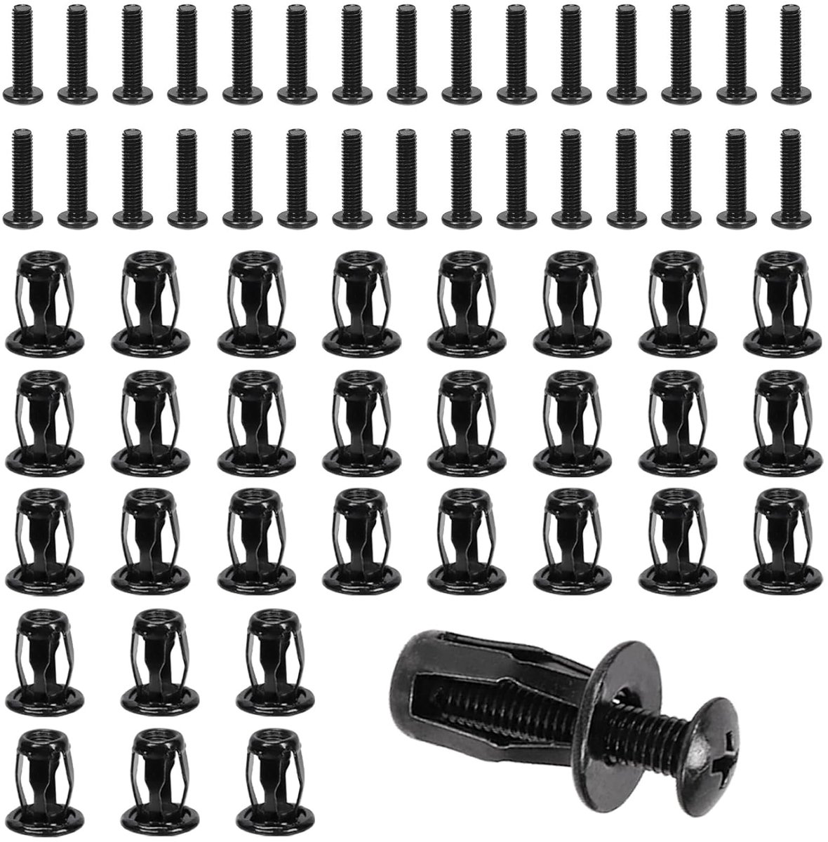 Holle jack nuts M6 60-delig - Stalen schroeven met vlakke kop - Voor gebruik in holle panelen - SnelShoppen