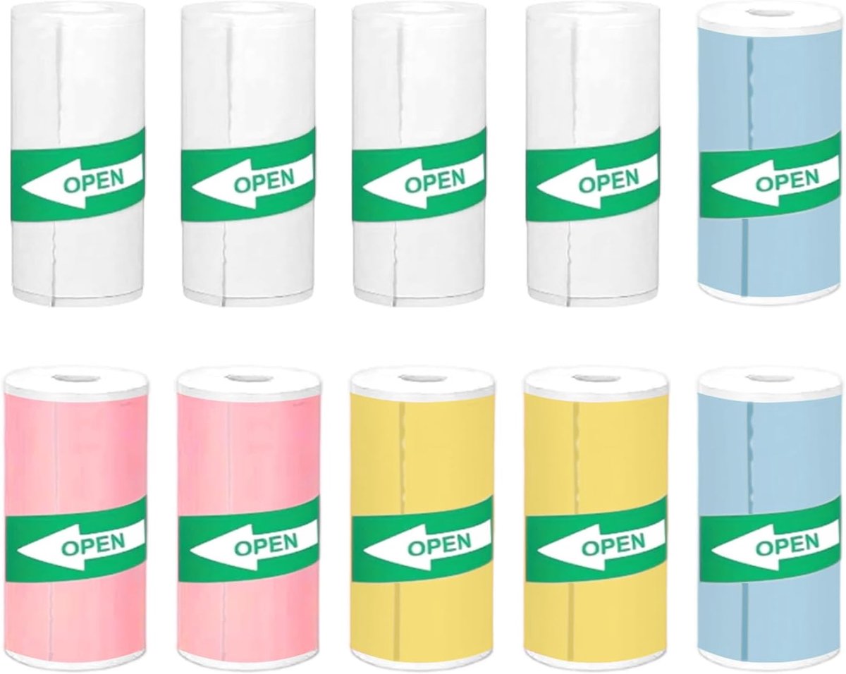 Thermisch papier 57 x 25mm - gekleurde mini printerstickers - zelfklevend - eenvoudig te gebruiken - ShopVlot