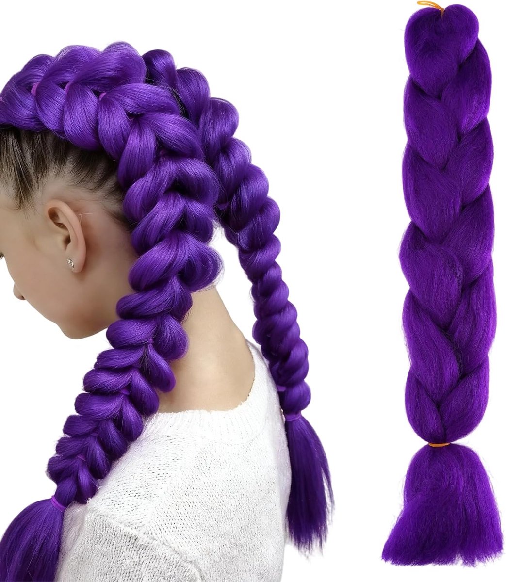 Jumbo vlechten 62,5cm - paarse synthetische haarextensions - realistische vlecht - eenvoudig te vlechten - ShopVlot