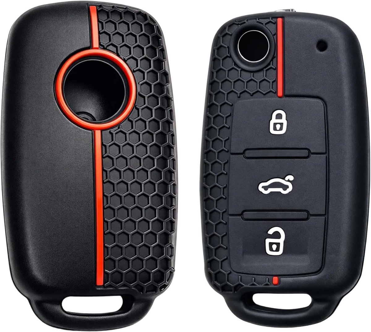 Autosleutelhoes zwart met rode accenten - sportief design - geschikt voor VW, Skoda, Seat - beschermt tegen krassen - ShopVlot