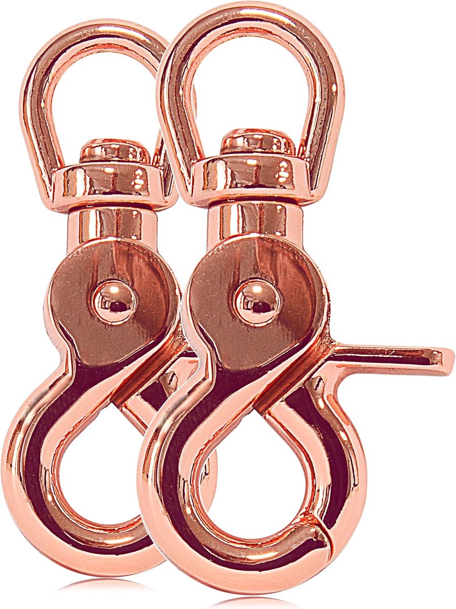 Carabiner haak met draaikop 61 mm - staal - rosegoud - ideaal voor hondenlijn - ShopVlot