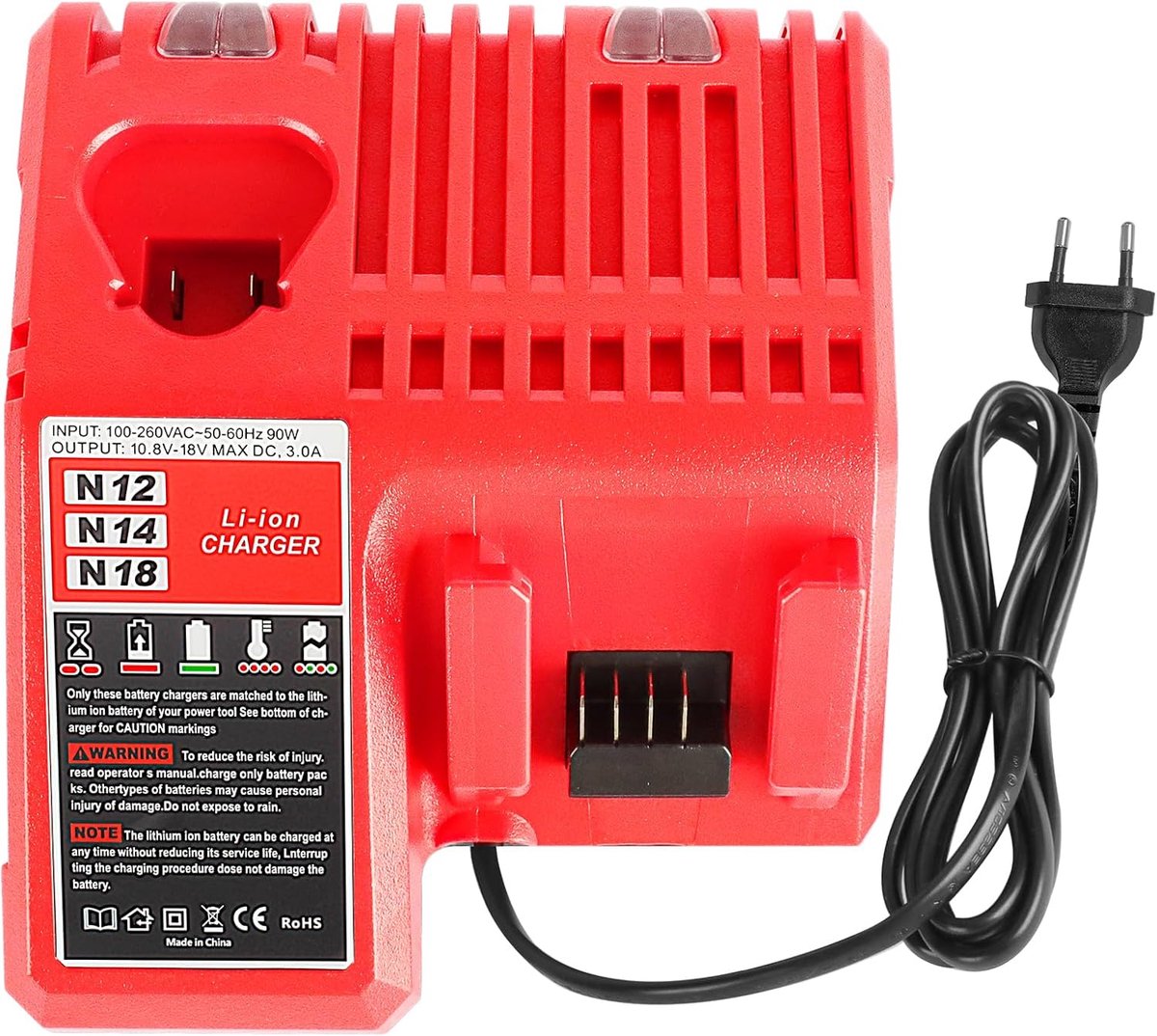 Snellader voor Milwaukee M12 M18 batterij - 3A met LED-indicator - Meerdere beveiligingen - Snel opladen - ShopVlot