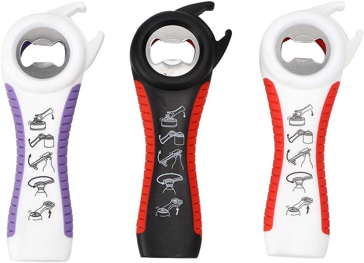 Flessenopener 5-in-1 - Multifunctioneel - Ergonomisch ontwerp - Ideaal voor ouderen met artritis - ShopVlot