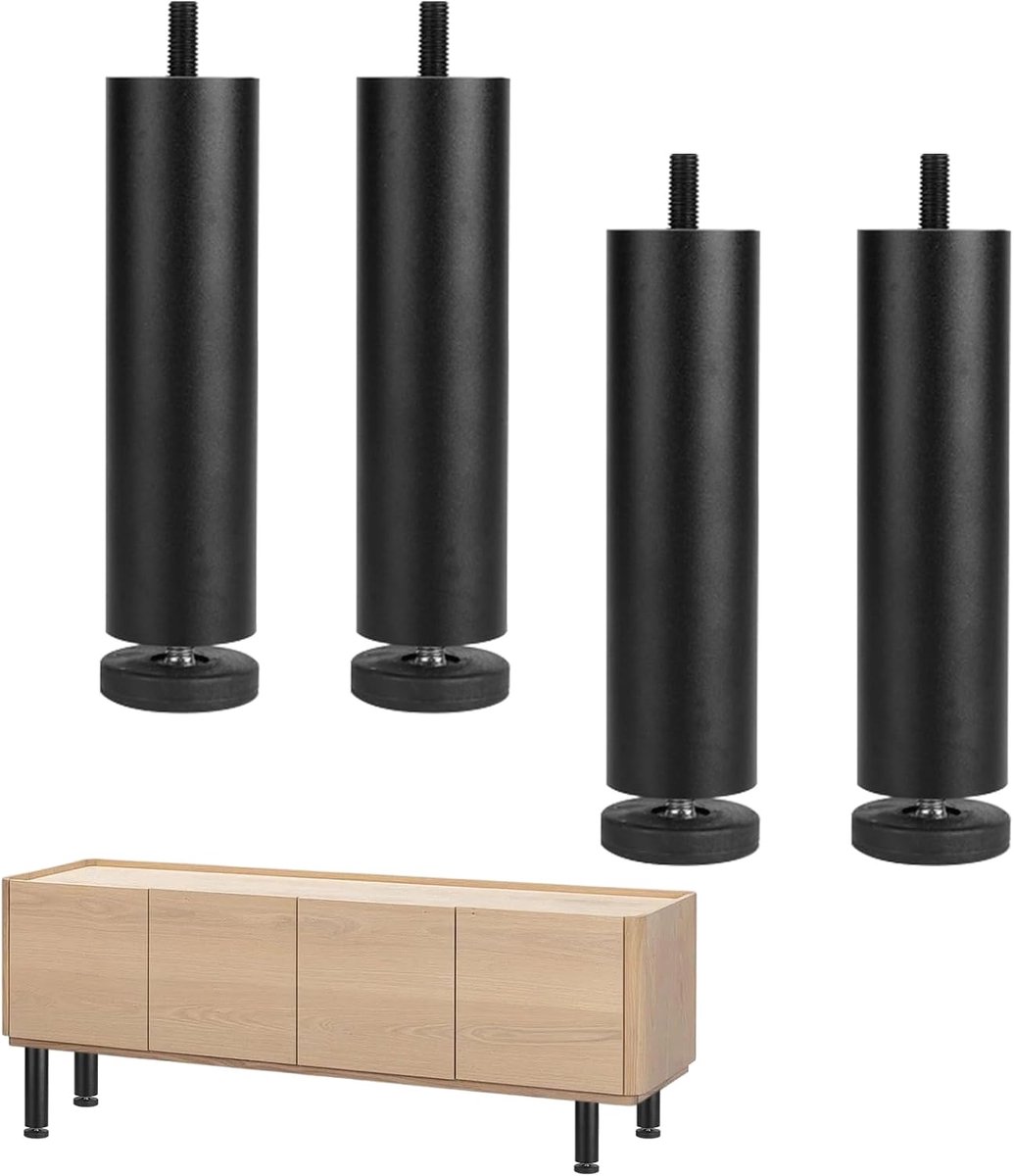 Meubelpoten 12 cm - Verstelbaar - Aluminiumlegering - Hoogteverstelling tot 8 mm - ShopVlot