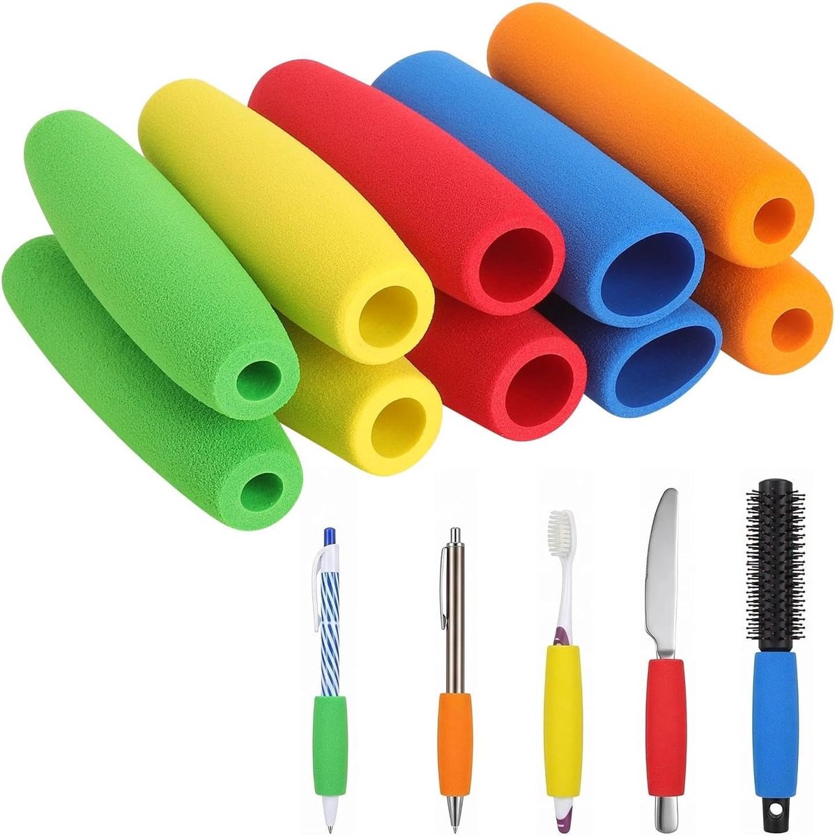 Schuimrubberen greepslangen 10 stuks - 5 maten - antislip materiaal - ideaal voor betere grip - ShopVlot