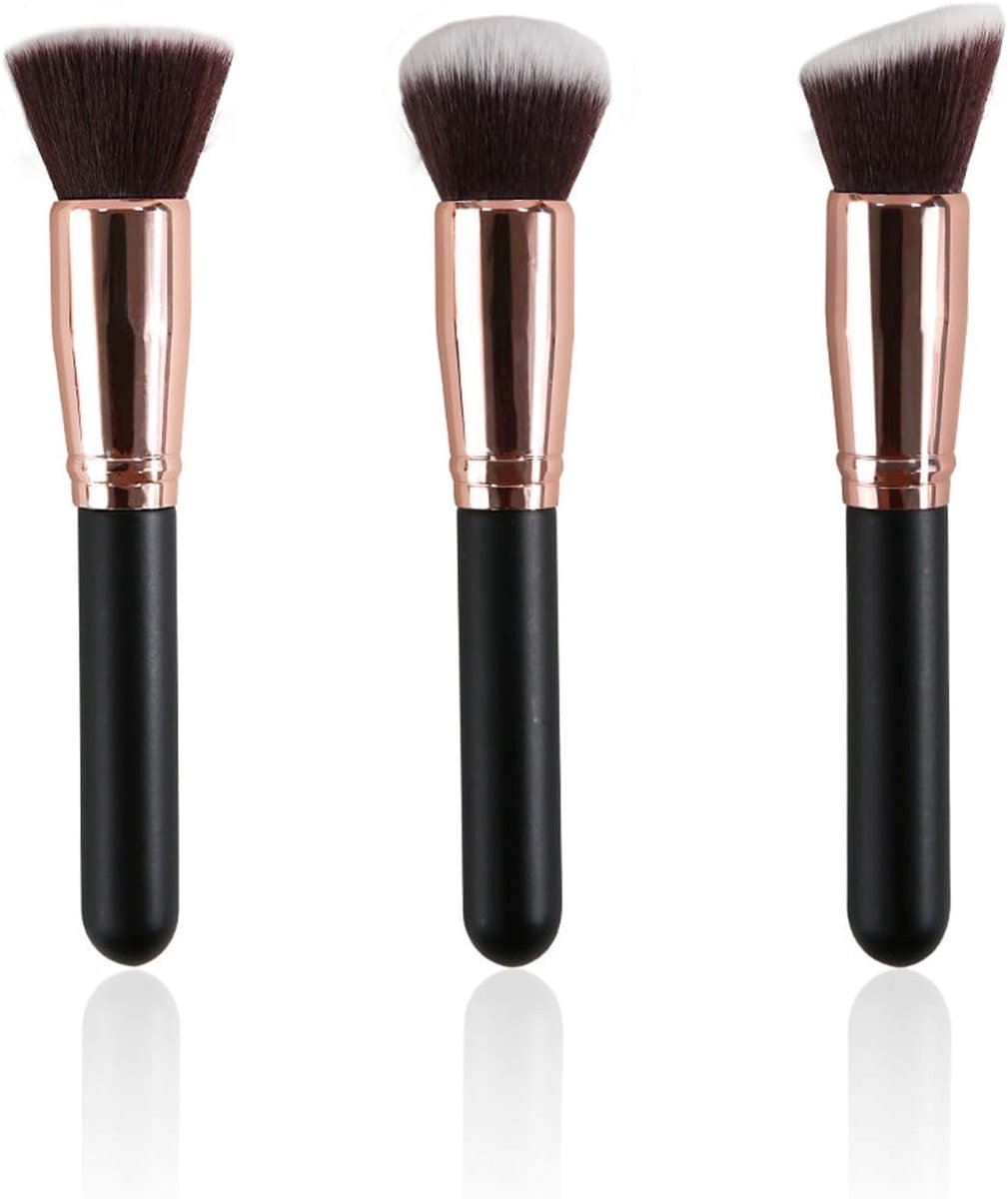Foundation borstels 3 stks - zachte haren - veelkleurig - ideaal voor vloeibare cosmetica - ShopVlot