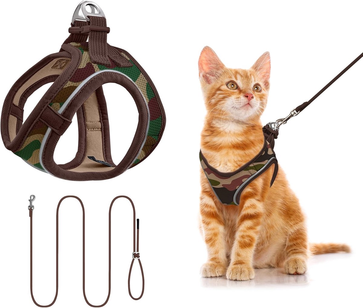 Huisdier Harnas - Honden en Katten - Veilig Wandelen - Ademend Mesh Materiaal - Maat XS - Camouflage