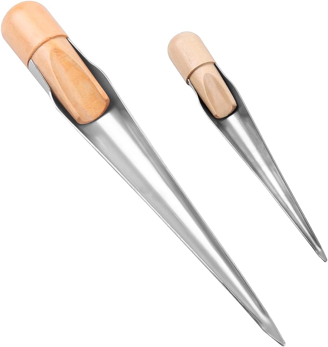 Marine touwsplitsing tool 2PCS - roestvrij staal - ergonomisch beukenhouten handvat - voor sterke verbindingen - ShopVlot