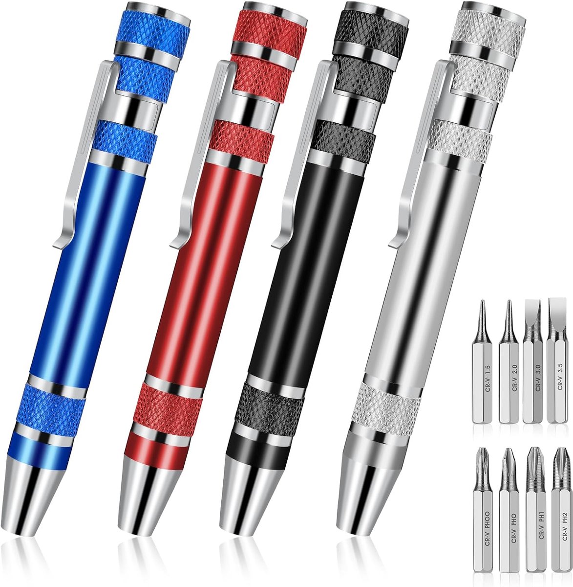 Pennenschroevendraaiers 4 stuks - 8-in-1 multitool - handig in tas - veelzijdige schroevendraaierset - ShopVlot