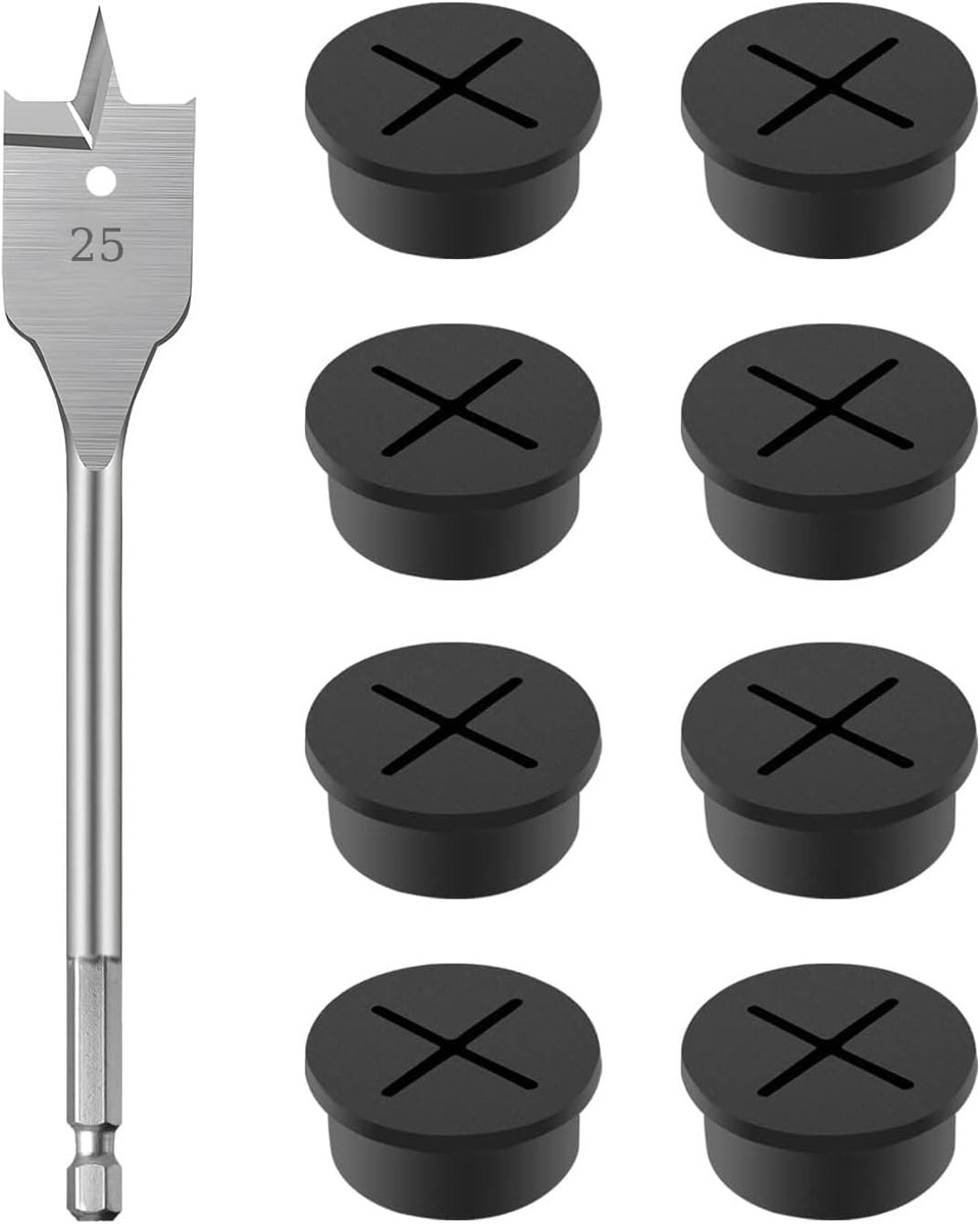 Silicone kabeldoorvoer 8-pack - flexibel rubber - zwart - beschermt kabels - ShopVlot