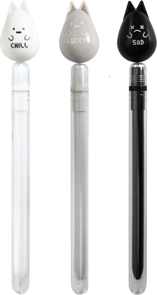 Gelpen 0.5mm - set van 3 - zwart, wit en grijs - soepel schrijven voor school en kantoor - ShopVlot