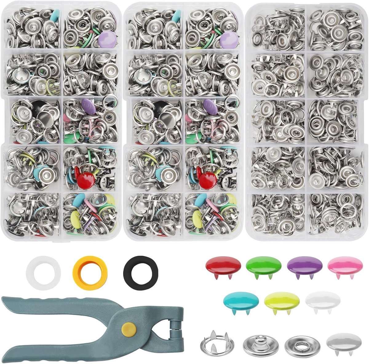 Set van 250 Drukknoopjes 9,5 mm - Metalen Drukknoopjes - Inclusief Pliers en Opbergdoos - ShopVlot