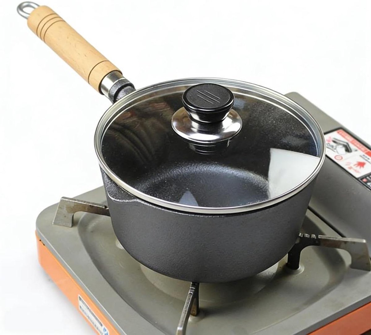 Mini-braadpan Gietijzer - Friteuse Pan - Frituren en Stoven - Met Schenktuit - 19 cm - Zwart