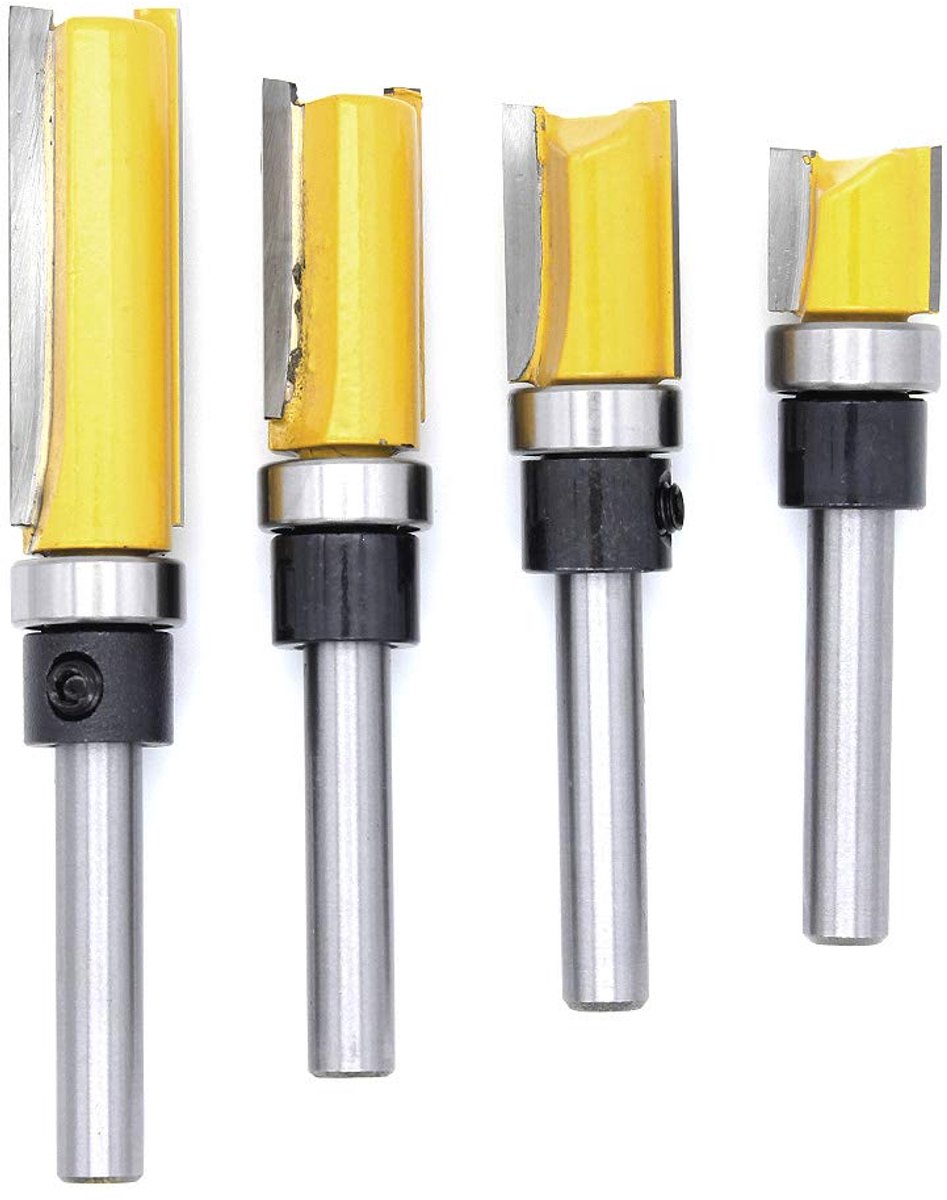 Frezen 4-delige set met 6,35mm schacht - Professionele houtbewerking - PTFE-coating - Voor precisie afwerking - SnelShoppen