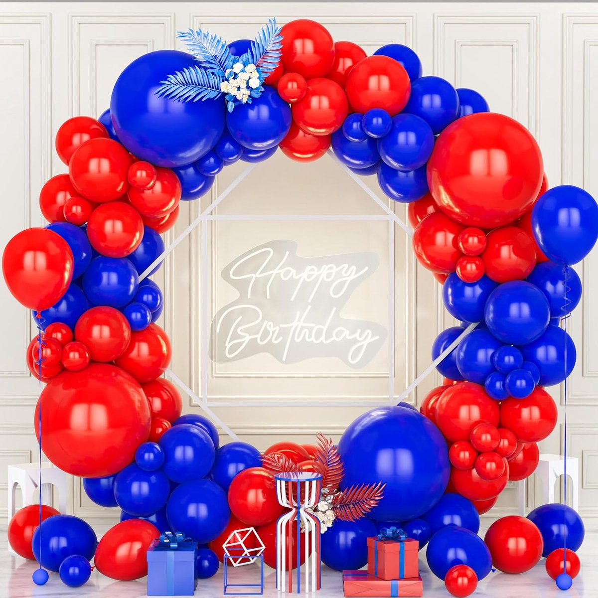 Ballonnen, 119 stuks donkerblauwe en rode ballonboog slinger kit jongens mannen kinderen bruids babyshower verloving verjaardag bruiloft verjaardag bachelor spin held thema feest
