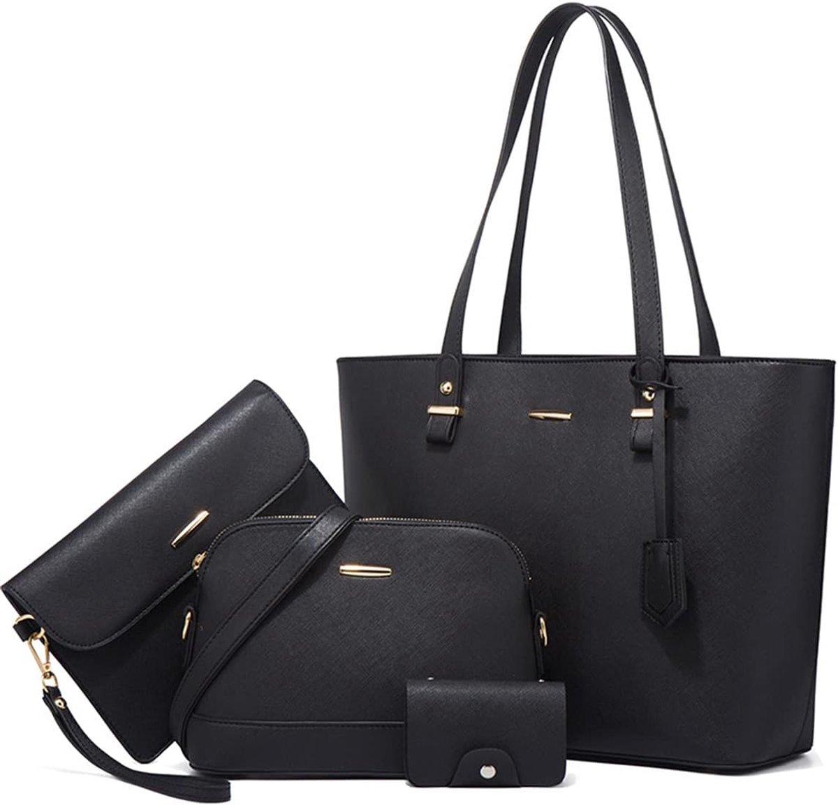 Handtassenset, schoudertas, tas, shopper, tote tassen, PU-leer, 4-delige set, cadeaus voor vrouwen