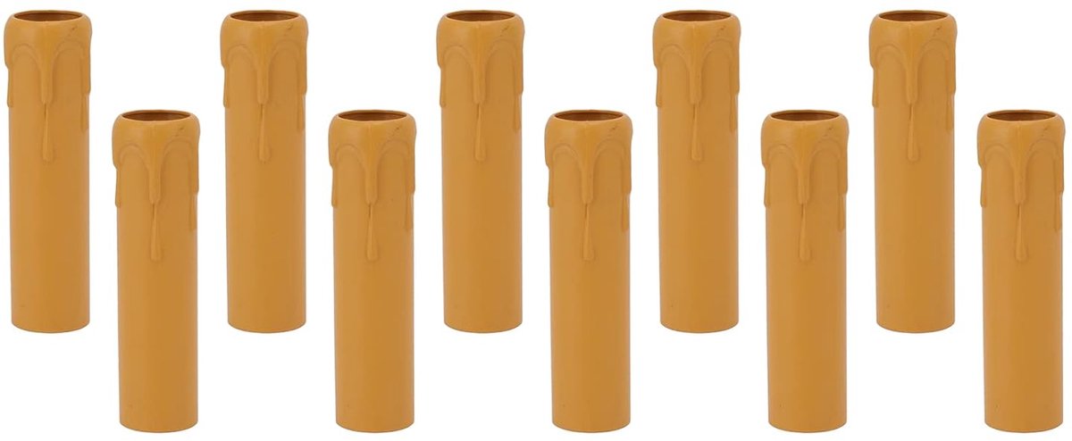 10 stuks kaarshoezen, 10 stuks, kaarshoezen, simulatie, vintage, was, druppel, kaarsdoppen, afdekking voor kroonluchter, kaarsdoppen, afdekking (geel)