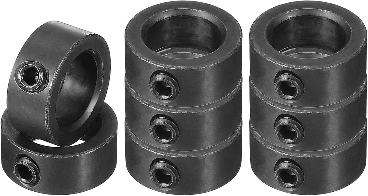 Boring 1/2 inch golfkraag 3/4 inch OD 5/16 inch dik, 8 stuks koolstofstalen zijklauwkraag met schroefdraad voor de machinebouw, zwart