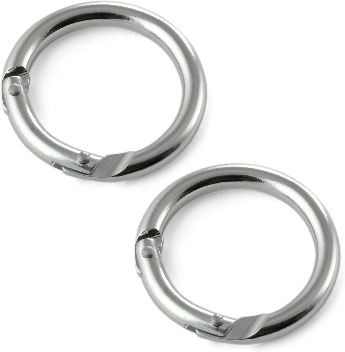 Karabijnringen van aluminium in set, karabijnhaken, sleutelringen, kleur: zilver