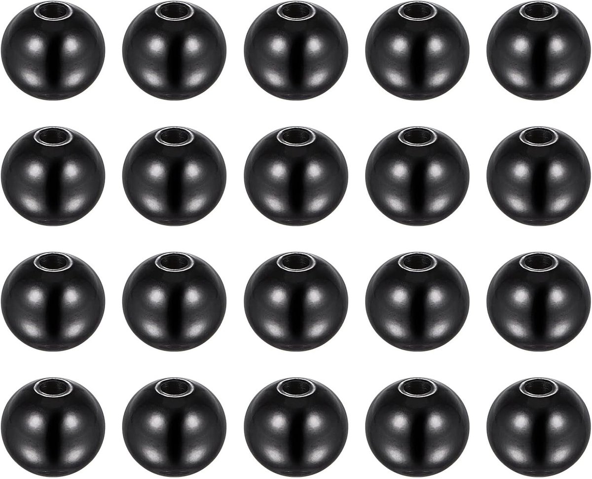 Kralen 10 mm roestvrij staal 2,5 mm gatdiameter. Korrel voor doe-het-zelf handwerk zwart