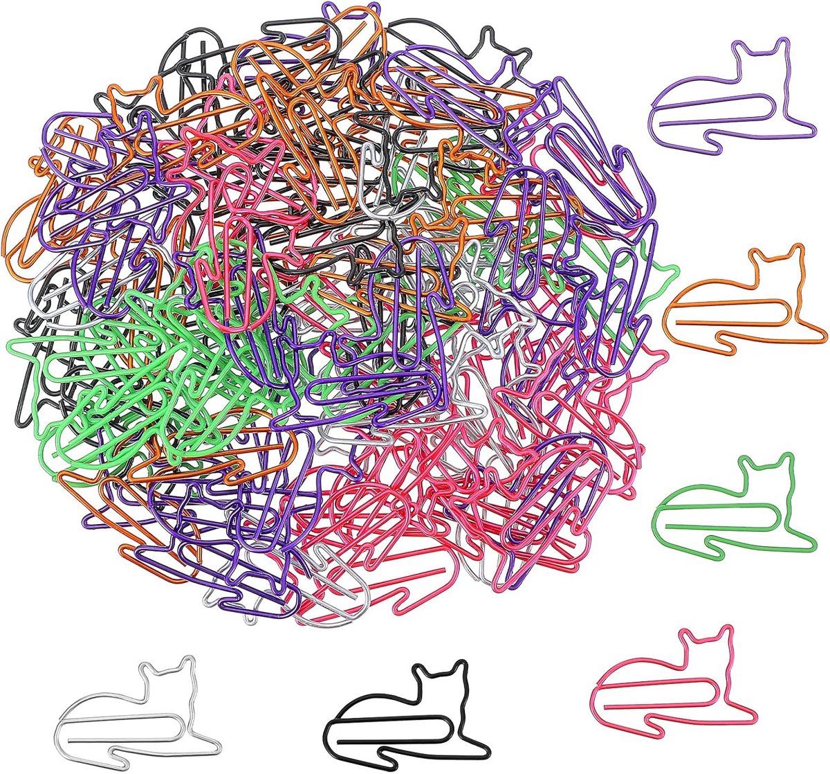 100 Stuks Kat Paperclips Leuke Dier Paperclips Leuke Vormige Paperclips Multicolor Bladwijzers Kleine Kantoor Schoolbenodigdheden Leraren Studenten Vrouwen Kattenliefhebber Collega's Bureau