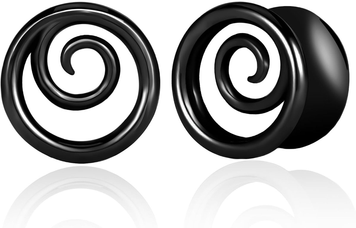 Oorstretcher 1 paar dubbel uitlopende plug tunnel spiraal roestvrij staal piercing sieraden voor vrouwen mannen 8 mm tot 16 mm