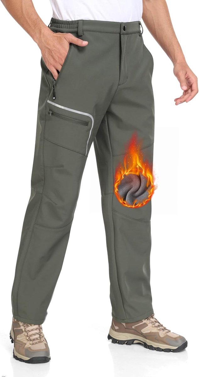 Wandelbroek voor heren, warm gevoerde outdoorbroek, waterdichte skibroek, softshellbroek, winddicht, werkbroek voor de winter