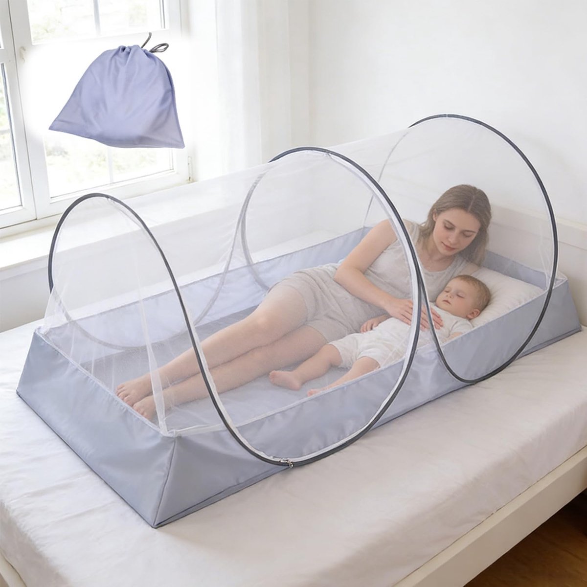bed 200 x 100 x 73 cm, muggennet voor reizen, pop-up draagbare campingtent, opvouwbaar muggennet, gemakkelijk op te bergen en te dragen, geschikt voor thuis en op de camping en op reis