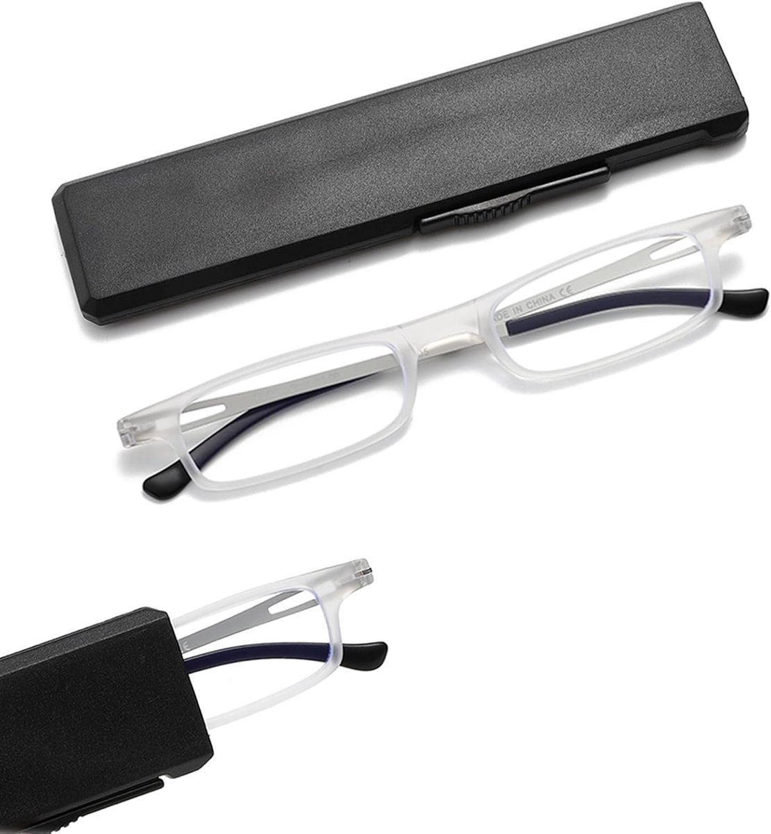 Dunne opvouwbare lezebral voor vrouwen mannen Compact TR90 blauwe lichtblokkerende lezers met draagbare slanke platte hoes