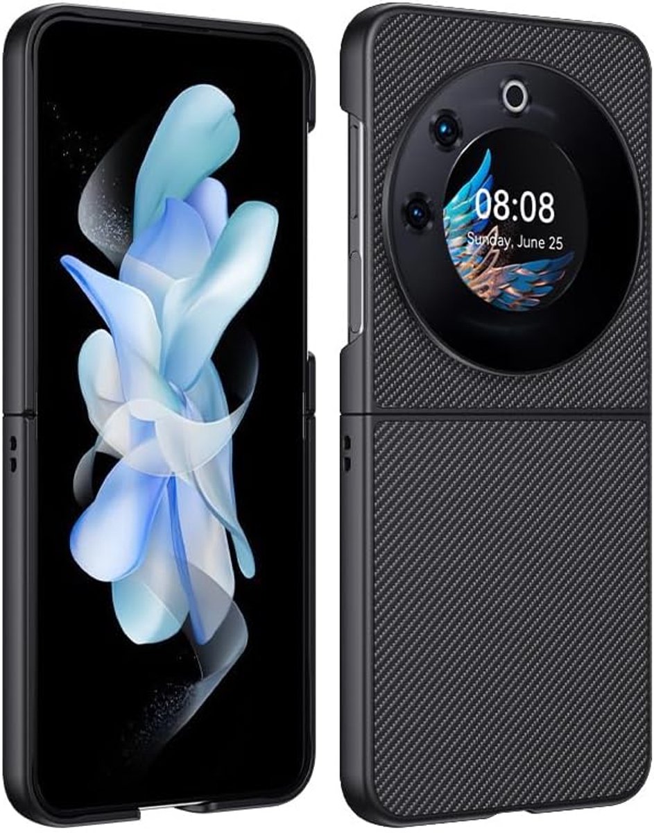 Hoes voor mobiele telefoon voor Tecno Phantom V Flip Case, Ultra Thin Schokbestendig Case Cover Shock Absorption past Compatibel met Tecno Phantom V Flip Case - Zwart