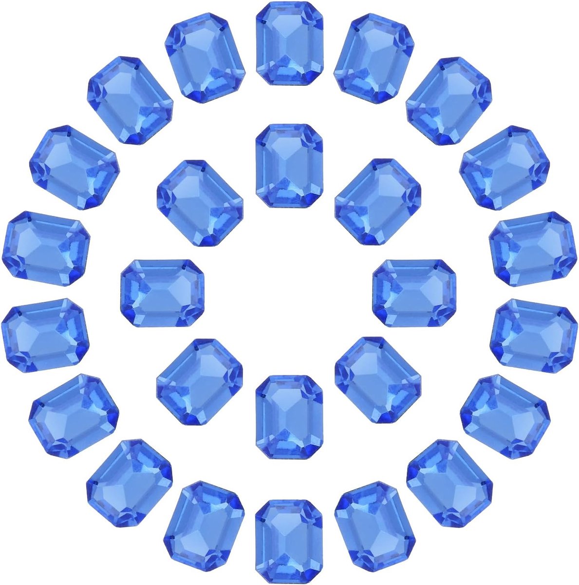 Achthoekige strass-steentjes facetgeslepen kristallen met verzilverde glazen stenen om te knutselen, 8 x 10 mm (blauw, 100 stuks)