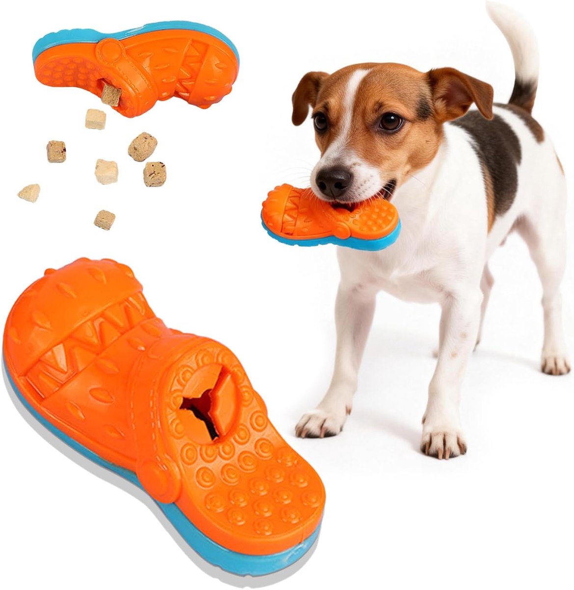 oranje pantoffels, spel hond, onverwoestbaar, interactief speelgoed, squeakspeelgoed, natuurlijk rubber, duurzaam, voor kleine en middelgrote honden, agressieve kauwers