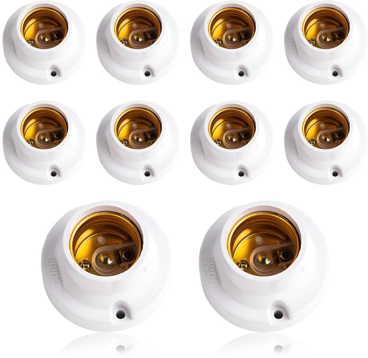 Lampfitting, 10 stuks, vintage, om vast te schroeven, gloeilampfitting, E27, universele lampvoeten voor ledlampen, wit