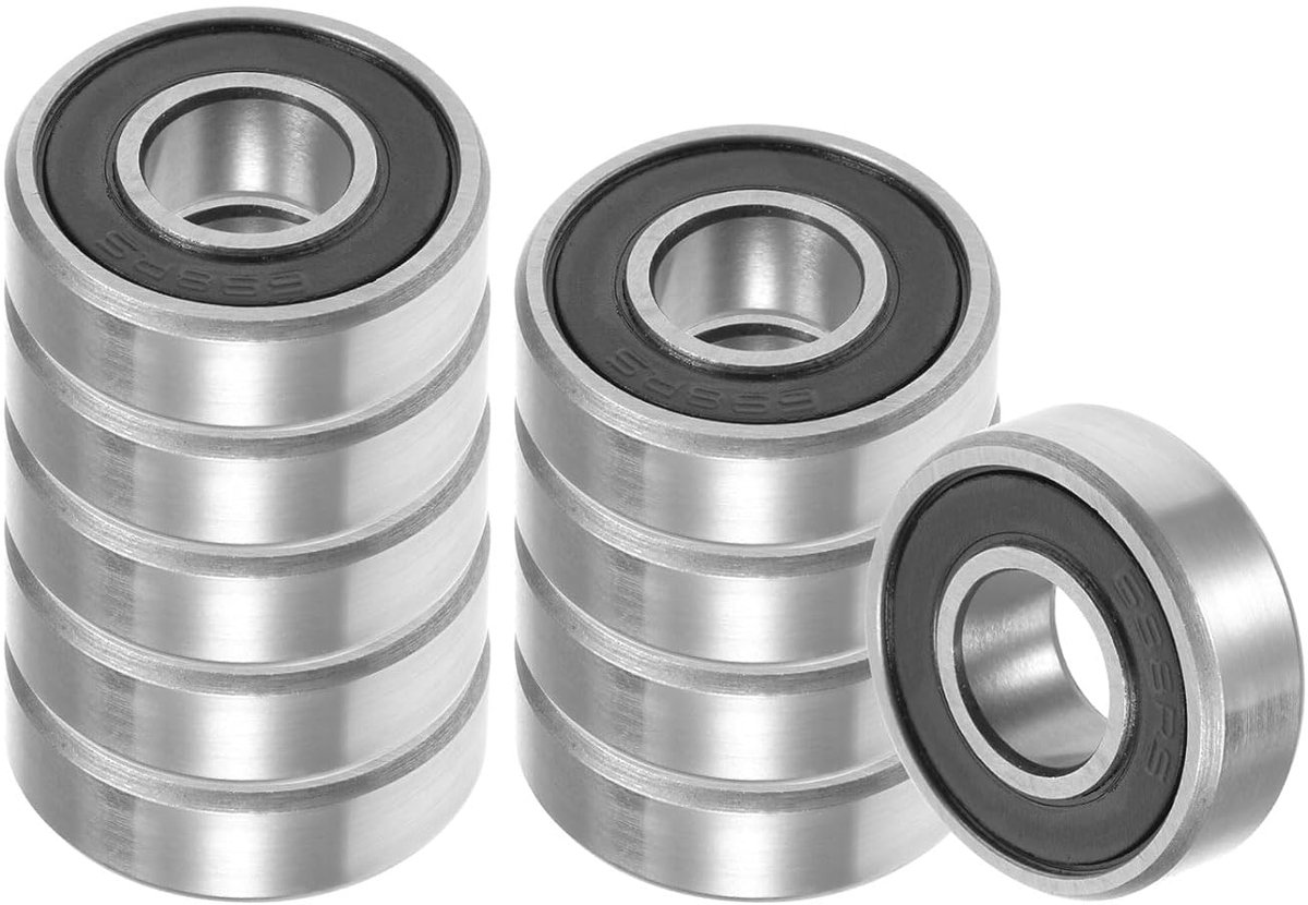 10 stuks kogellagers 698-2Rs – [8 x 19 x 6 mm] kogellagers met dubbele afdichting van chroomstaal voor toepassingen op machines en industriële apparaten