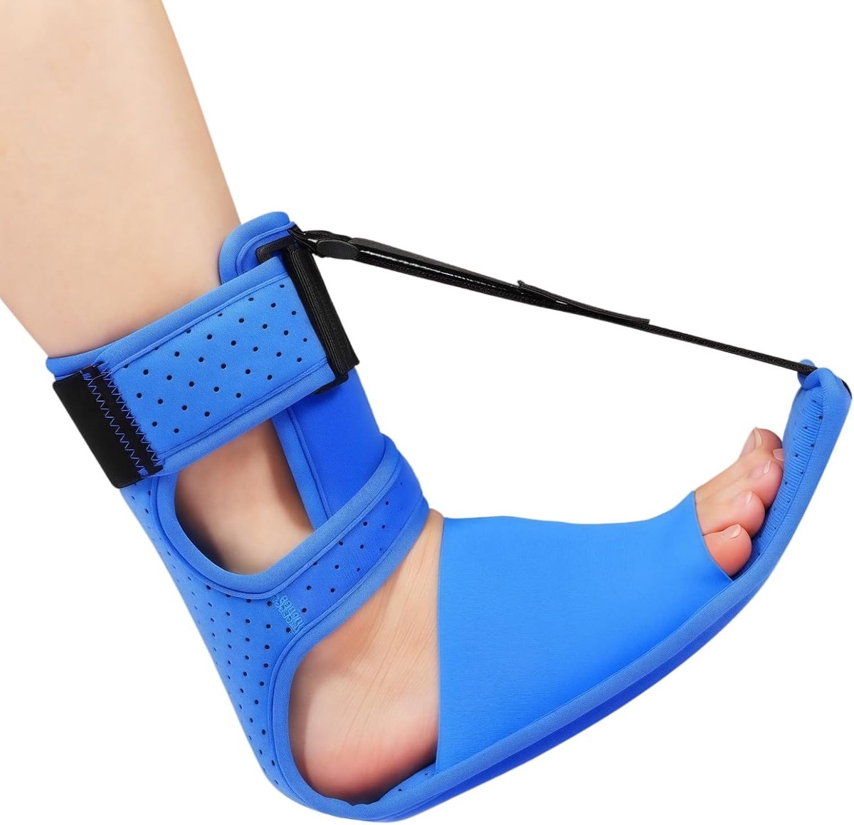 Nachtspalk, 1 Paar Blau Voetbandage met Verstelbare Bandjes, Ondersteuning bij Hielspoor en Plantarfasciitis, Voor Dag- en Nachtgebruik