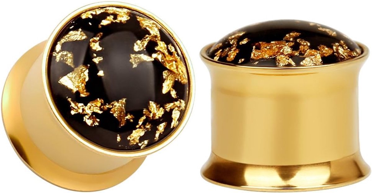 (1 paar) Eenvoudige gouden goudfolie oordopjes tunnel meetinstrumenten spieraam piercings