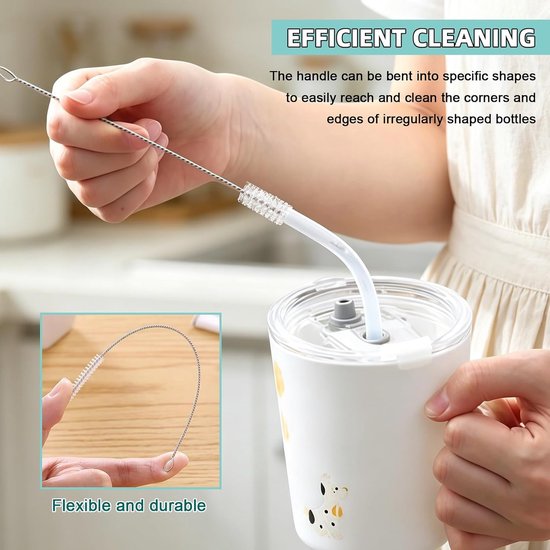 13 stuks nylon flessenreinigingsborstels, stroreinigingsborstel, pijpborstels voor reiniging, rietreinigingsborstelset voor waterfles, buis, pijp, drinkbeker, krappe ruimtes, beker — afbeelding 2