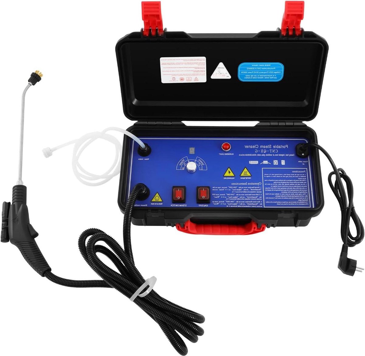 Stoomreiniger - Handstoomapparaat - Grondig Reinigen - 6-traps Vermogensregeling - 3000 Watt - Zwart