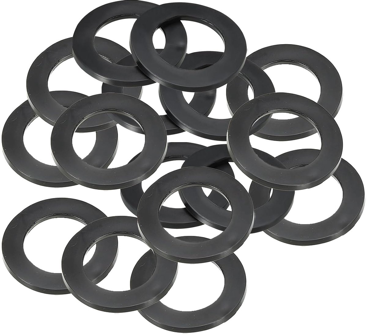 M24 Rubberen sluitringen, rubberen afdichting, rond, 16 stuks, 24 mm ID, 35 mm OD, 3 mm dik, platte sluitringen, set, afdichtingsrubber voor kraanbuis, bevestigingsschroef, zwart