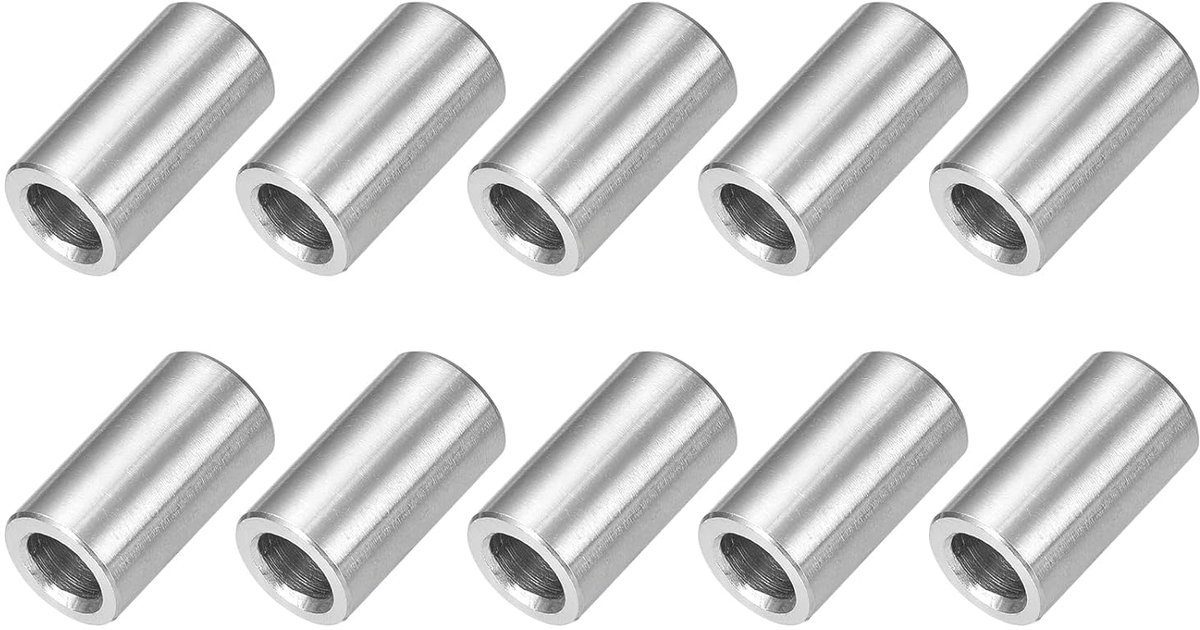 10 stuks afstandshulzen afstandhouders roestvrij staal, 6mm ID x 10mm OD x 18mmL 304 roestvrij staal ronde afstandhouders zonder schroefdraad zuilen voor schroeven 1/4" of M6